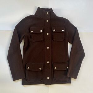 Lauren Ralph Lauren Women’s Small Brown Knit Sweater Jacket Cotton Preppy